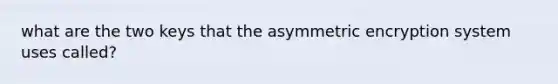 what are the two keys that the asymmetric encryption system uses called?