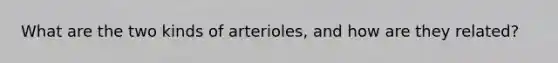 What are the two kinds of arterioles, and how are they related?