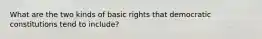 What are the two kinds of basic rights that democratic constitutions tend to include?