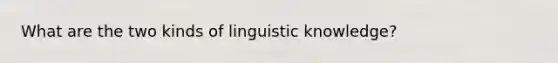 What are the two kinds of linguistic knowledge?