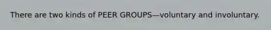 There are two kinds of PEER GROUPS—voluntary and involuntary.