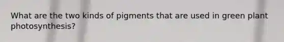 What are the two kinds of pigments that are used in green plant photosynthesis?