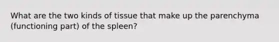 What are the two kinds of tissue that make up the parenchyma (functioning part) of the spleen?