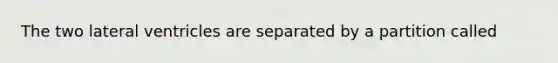 The two lateral ventricles are separated by a partition called