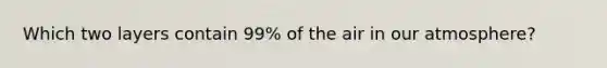 Which two layers contain 99% of the air in our atmosphere?