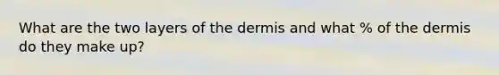 What are the two layers of the dermis and what % of the dermis do they make up?