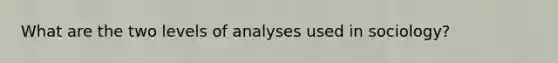 What are the two levels of analyses used in sociology?