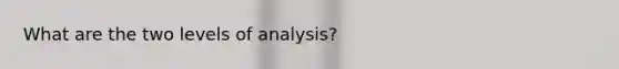 What are the two levels of analysis?