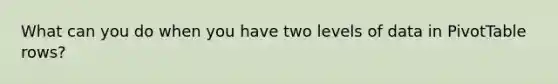 What can you do when you have two levels of data in PivotTable rows?
