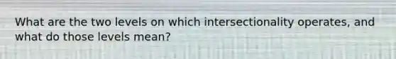What are the two levels on which intersectionality operates, and what do those levels mean?