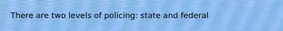 There are two levels of policing: state and federal