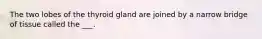 The two lobes of the thyroid gland are joined by a narrow bridge of tissue called the ___.