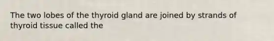 The two lobes of the thyroid gland are joined by strands of thyroid tissue called the