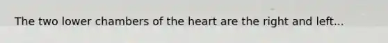 The two lower chambers of the heart are the right and left...