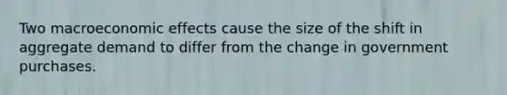 Two macroeconomic effects cause the size of the shift in aggregate demand to differ from the change in government purchases.