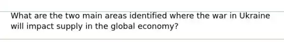 What are the two main areas identified where the war in Ukraine will impact supply in the global economy?