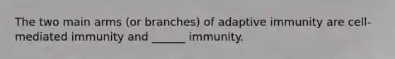 The two main arms (or branches) of adaptive immunity are cell-mediated immunity and ______ immunity.