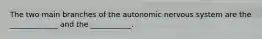 The two main branches of the autonomic nervous system are the _____________ and the ___________.