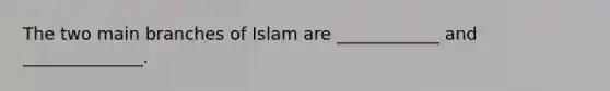 The two main branches of Islam are ____________ and ______________.