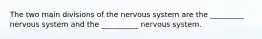 The two main divisions of the nervous system are the _________ nervous system and the __________ nervous system.