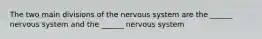 The two main divisions of the nervous system are the ______ nervous system and the ______ nervous system