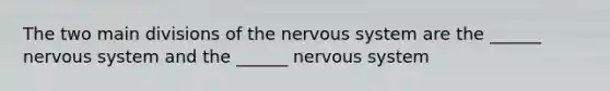 The two main divisions of the nervous system are the ______ nervous system and the ______ nervous system