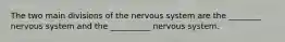 The two main divisions of the nervous system are the ________ nervous system and the __________ nervous system.