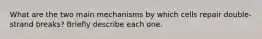 What are the two main mechanisms by which cells repair double-strand breaks? Briefly describe each one.