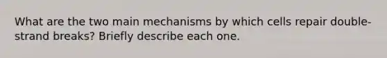 What are the two main mechanisms by which cells repair double-strand breaks? Briefly describe each one.