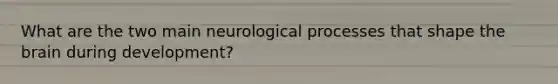 What are the two main neurological processes that shape the brain during development?