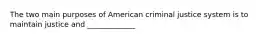 The two main purposes of American criminal justice system is to maintain justice and _____________