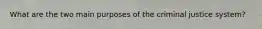 What are the two main purposes of the criminal justice system?