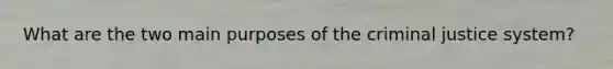 What are the two main purposes of the criminal justice system?