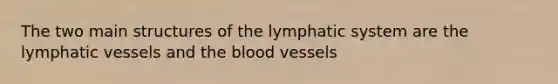 The two main structures of the lymphatic system are the lymphatic vessels and the blood vessels