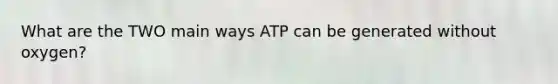 What are the TWO main ways ATP can be generated without oxygen?