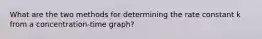 What are the two methods for determining the rate constant k from a concentration-time graph?