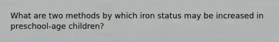 What are two methods by which iron status may be increased in preschool-age children?