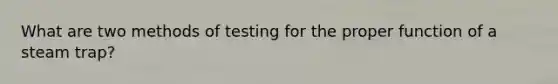 What are two methods of testing for the proper function of a steam trap?