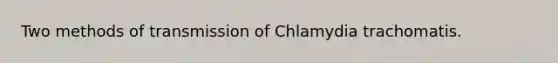 Two methods of transmission of Chlamydia trachomatis.