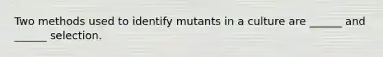 Two methods used to identify mutants in a culture are ______ and ______ selection.