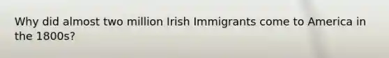 Why did almost two million Irish Immigrants come to America in the 1800s?