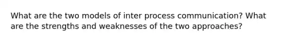 What are the two models of inter process communication? What are the strengths and weaknesses of the two approaches?