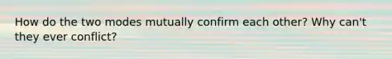 How do the two modes mutually confirm each other? Why can't they ever conflict?