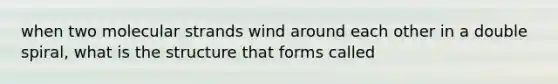 when two molecular strands wind around each other in a double spiral, what is the structure that forms called