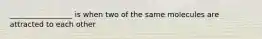 _________________ is when two of the same molecules are attracted to each other