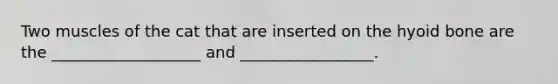 Two muscles of the cat that are inserted on the hyoid bone are the ___________________ and _________________.