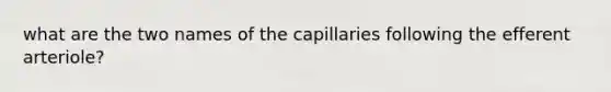 what are the two names of the capillaries following the efferent arteriole?