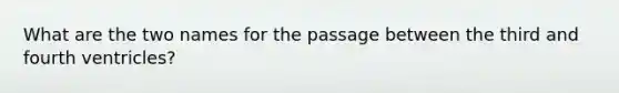 What are the two names for the passage between the third and fourth ventricles?