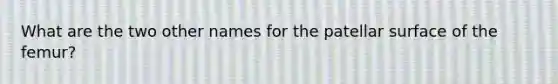 What are the two other names for the patellar surface of the femur?