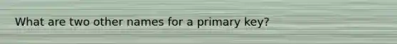 What are two other names for a primary key?